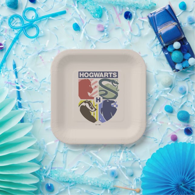 Plato De Papel Escudo estampado vintage de HOGWARTS™ (Fiesta)