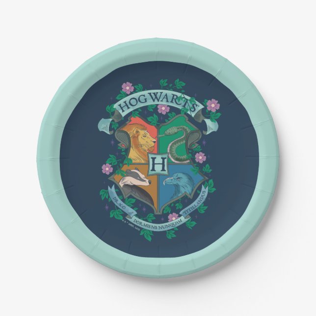 Plato De Papel ESCUDO floral HOGWARTS™ (Anverso)