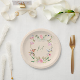 Plato De Papel Escudo floral Monogramado Sexo Neutral