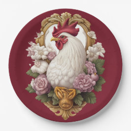 Plato De Papel Escudo heráldico de gallo en marrón