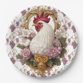 Plato De Papel Escudo heráldico de gallos y uvas