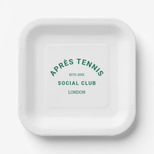 Plato De Papel Escudo Personalizado Verde del Club Social de Teni