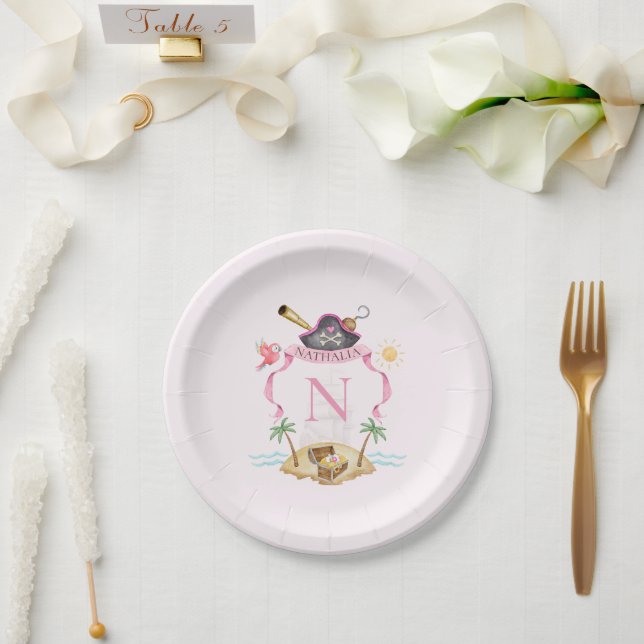 Plato De Papel Escudo pirata (Boda)