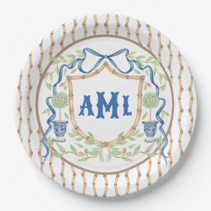 Plato De Papel Escudo topiario de Bambú y Olivo   Inicial