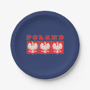 Plato De Papel Escudos de Polonia Eagle