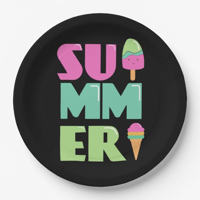 Plato De Papel Escuela de Adiós Playa de verano (Anverso)