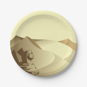 Plato De Papel Esfinge En El Desierto