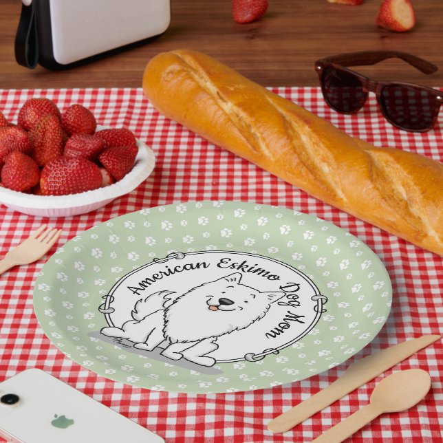 Plato De Papel Eskie Mom - American Eskimo Dog Mom Cute (Picnic)