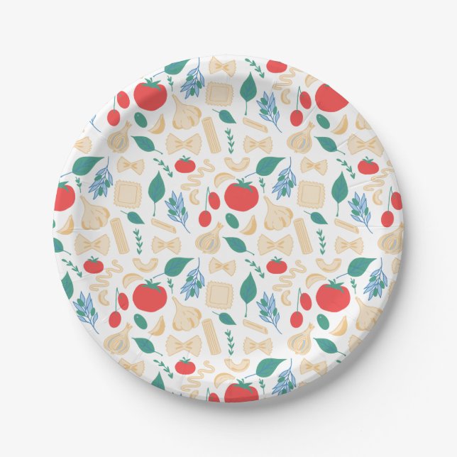 Plato De Papel Eso es más clásico, formas y salsa de pasta italia (Anverso)
