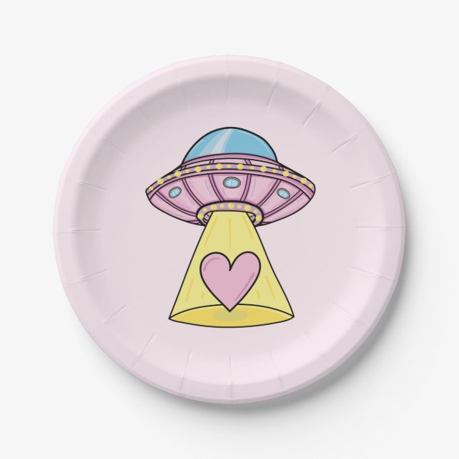 Plato De Papel Espacescadera Alien Rosa (Anverso)