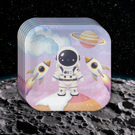 Plato De Papel Espacio acuático Pequeño Explorador Baby Shower