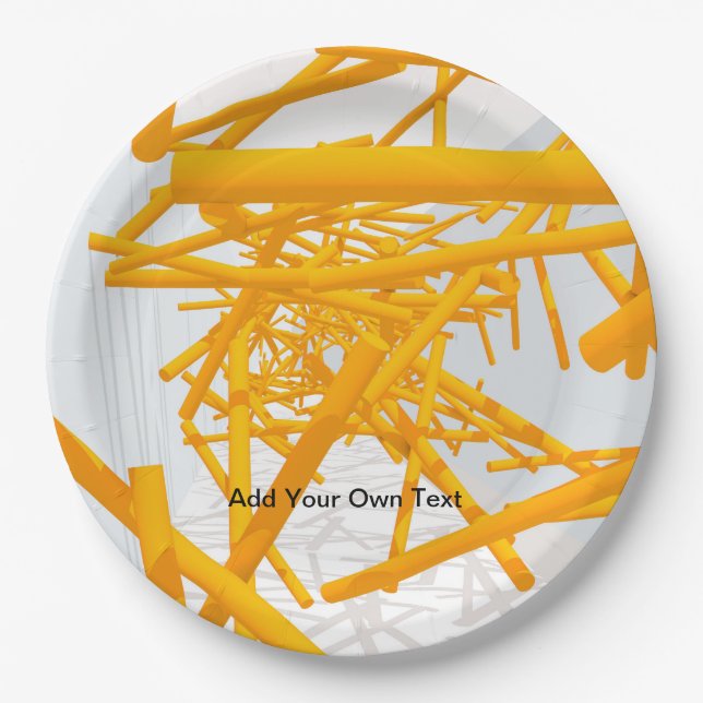 Plato De Papel Espacio arquitectónico con forma geométrica brilla (Anverso)