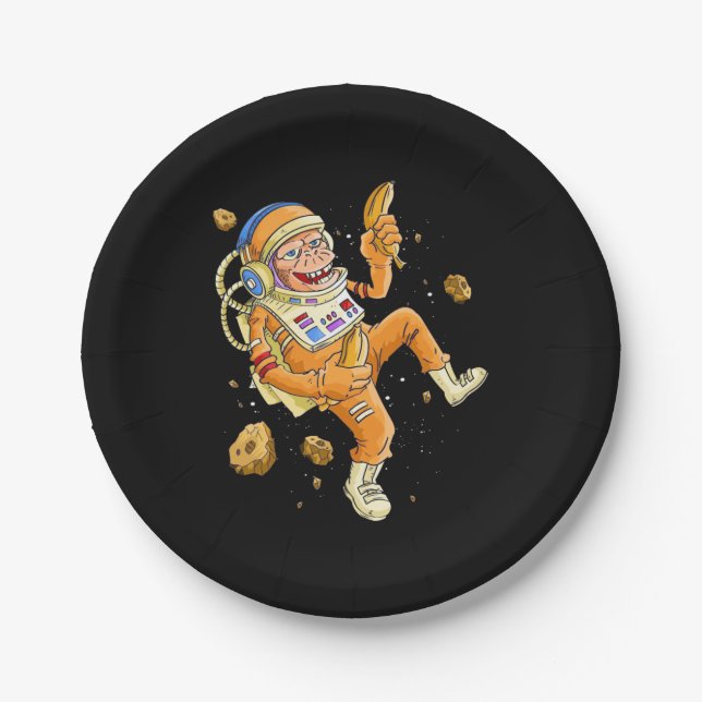 Plato De Papel Espacio de monos astronautas (Anverso)