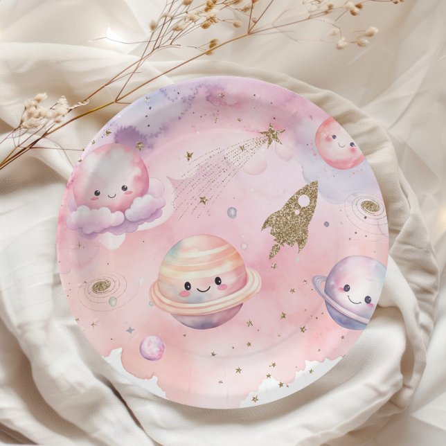 Plato De Papel Espacio exterior Los planetas y las estrellas chic (Subido por el creador)