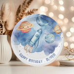 Plato De Papel Espacio Ultraterrestre Primer viaje alrededor del<br><div class="desc">Espacio Ultraterrestre Primer viaje alrededor del Sol Boy Papel de cumpleaños Placas de coincidencias disponibles.</div>