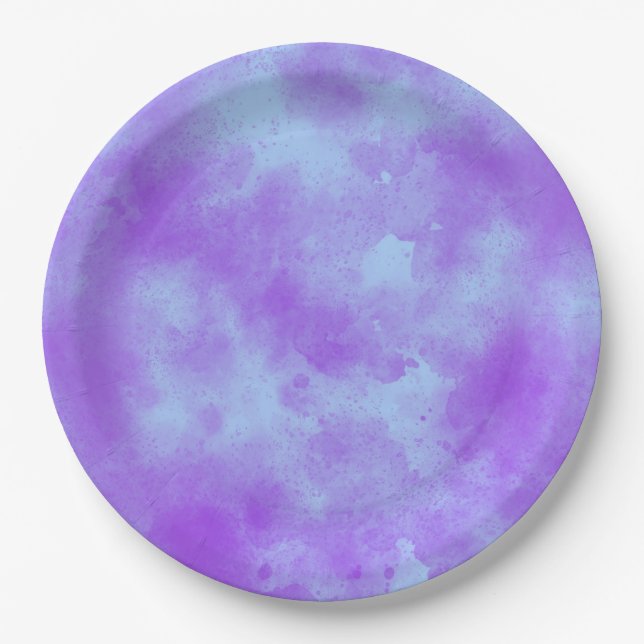 Plato De Papel Espalda de estilo efecto nube Azul púrpura (Anverso)