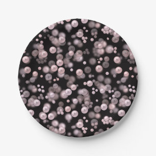 Plato De Papel Esparcimiento de perlas rosas y blancas en velv ne