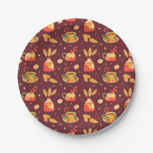 Plato De Papel Especia de Calabaza Otoñal Acogedora