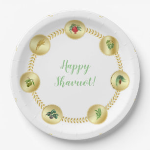 Plato De Papel Especie decorativa feliz del ornamento siete de