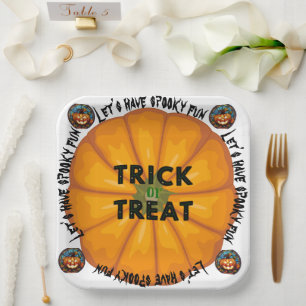 Plato De Papel Espectacular araña bruja temática halloweenAccent 