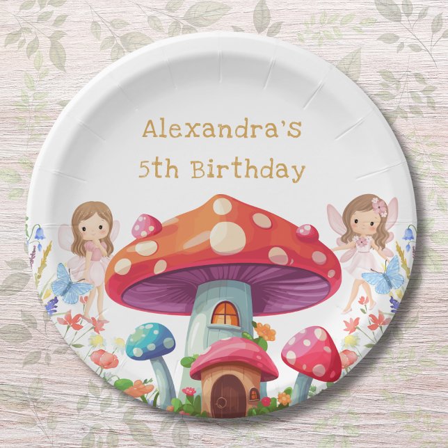 Plato De Papel Espectacular Chica de hongos Fairy Birday Party (Subido por el creador)