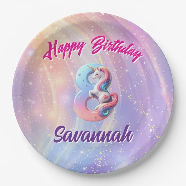 Plato De Papel Espectacular fiesta de cumpleaños del Pastel Unico (Anverso)