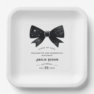 Plato De Papel Espectacular fiesta de graduación de Black & White