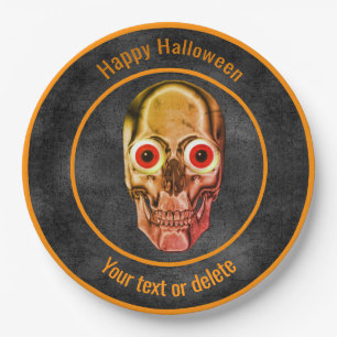 Plato De Papel Espectacular Skeleton Face Personalizado Halloween