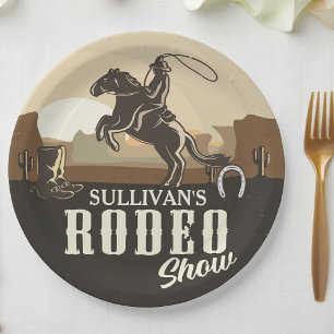 Plato De Papel Espectáculo de Rodeo Western Lasso Roping Roundup