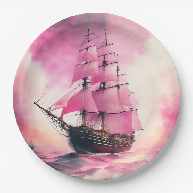 Plato De Papel Espectáculo de velas rosadas (Anverso)