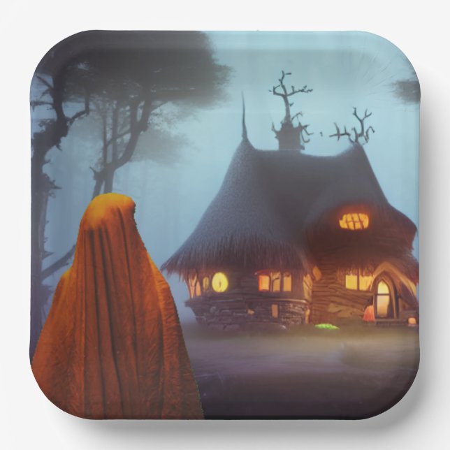 Plato De Papel Espectro de Halloween (Anverso)