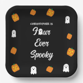 Plato De Papel Espeluznante 4º cumpleaños