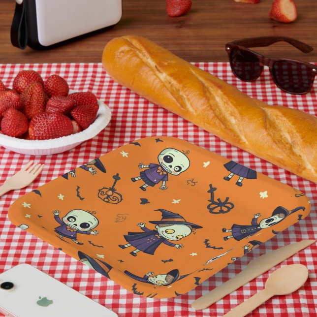 Plato De Papel Espeluznante almohada de Moda Halloween - Festivid (Picnic)