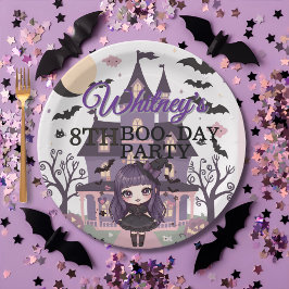 Plato De Papel Espeluznante Chica Fiesta de cumpleaños púrpura