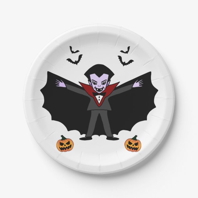 Plato De Papel Espeluznante disfraz Fiesta vampiro (Anverso)