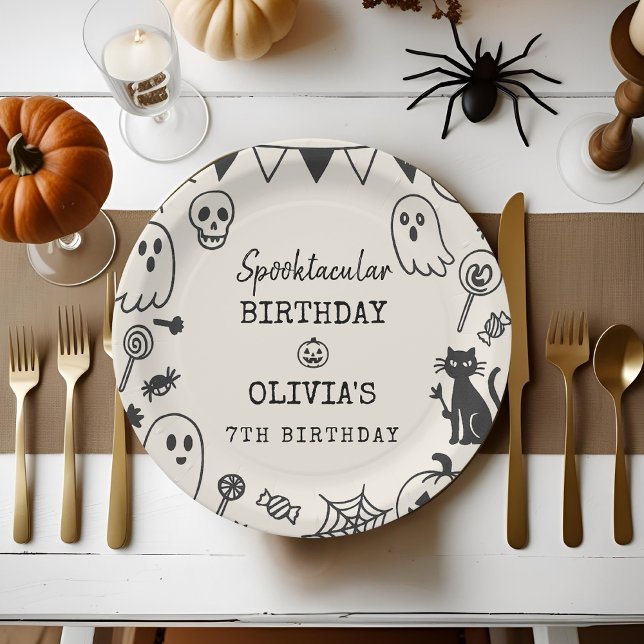 Plato De Papel Espeluznante esqueleto lindo y cumpleaños de niños (Subido por el creador)