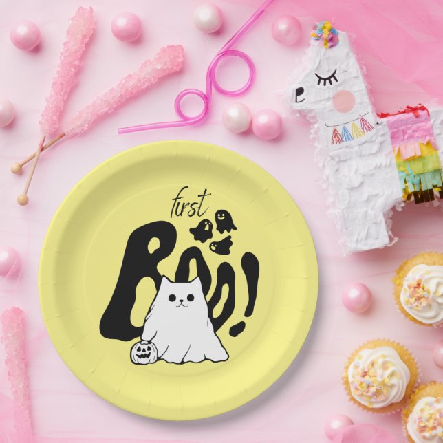 Plato De Papel Espeluznante Fantasma De Halloween 1er Día Decorac (Fiesta)