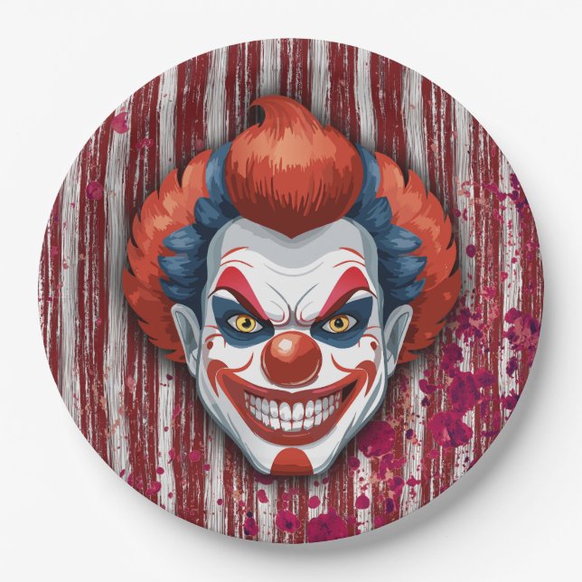 Plato De Papel Espeluznante Halloween del Carnaval de Payaso (Anverso)