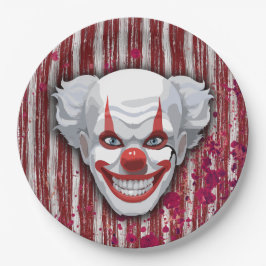 Plato De Papel Espeluznante Halloween del Carnaval de Payaso