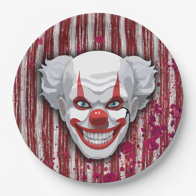 Plato De Papel Espeluznante Halloween del Carnaval de Payaso (Anverso)