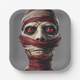 Plato De Papel Espeluznante Mummy Halloween Party Sasuy