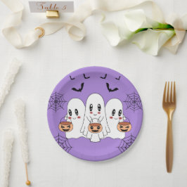 Plato De Papel Espeluznante Personalizado de Kawaii Fantasma Hall