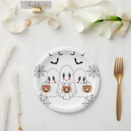 Plato De Papel Espeluznante Personalizado de Kawaii Fantasma Hall
