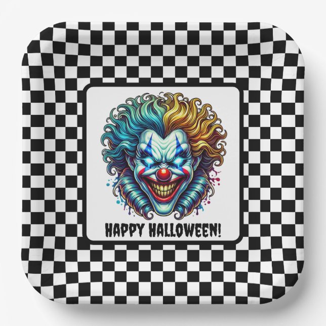 Plato De Papel Espeluznante Scary Circus Cloween Placa de papel (Anverso)