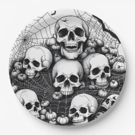 Plato De Papel Espeluznantes Calaveras Humanas Cobwebs murmuran H