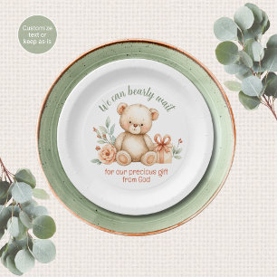 Plato De Papel Esperamos con Ansias Baby Shower Cristiano