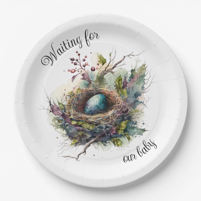 Plato De Papel Esperando a nuestro bebé (Anverso)