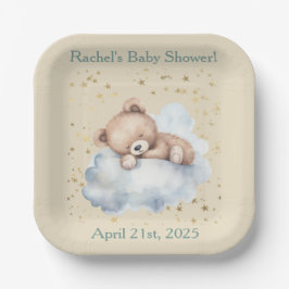 Plato De Papel Esperanza temprana - Boy Teddy Oso dormido en las