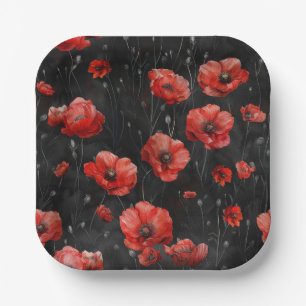 Plato De Papel Espías rojas en negro