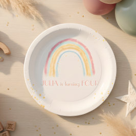 Plato De Papel Espinoso arcoiris pastel Cumpleaños
